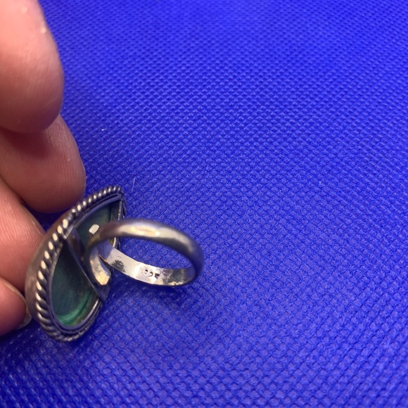 Comfort Curl ADJUSTABLE Genuine Fab Green Malachite Ring! .925 Sterling Overlay - Picture 10 of 16